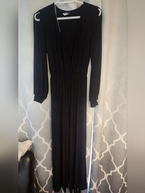 Libian Black Long-Sleeve jumpsuit